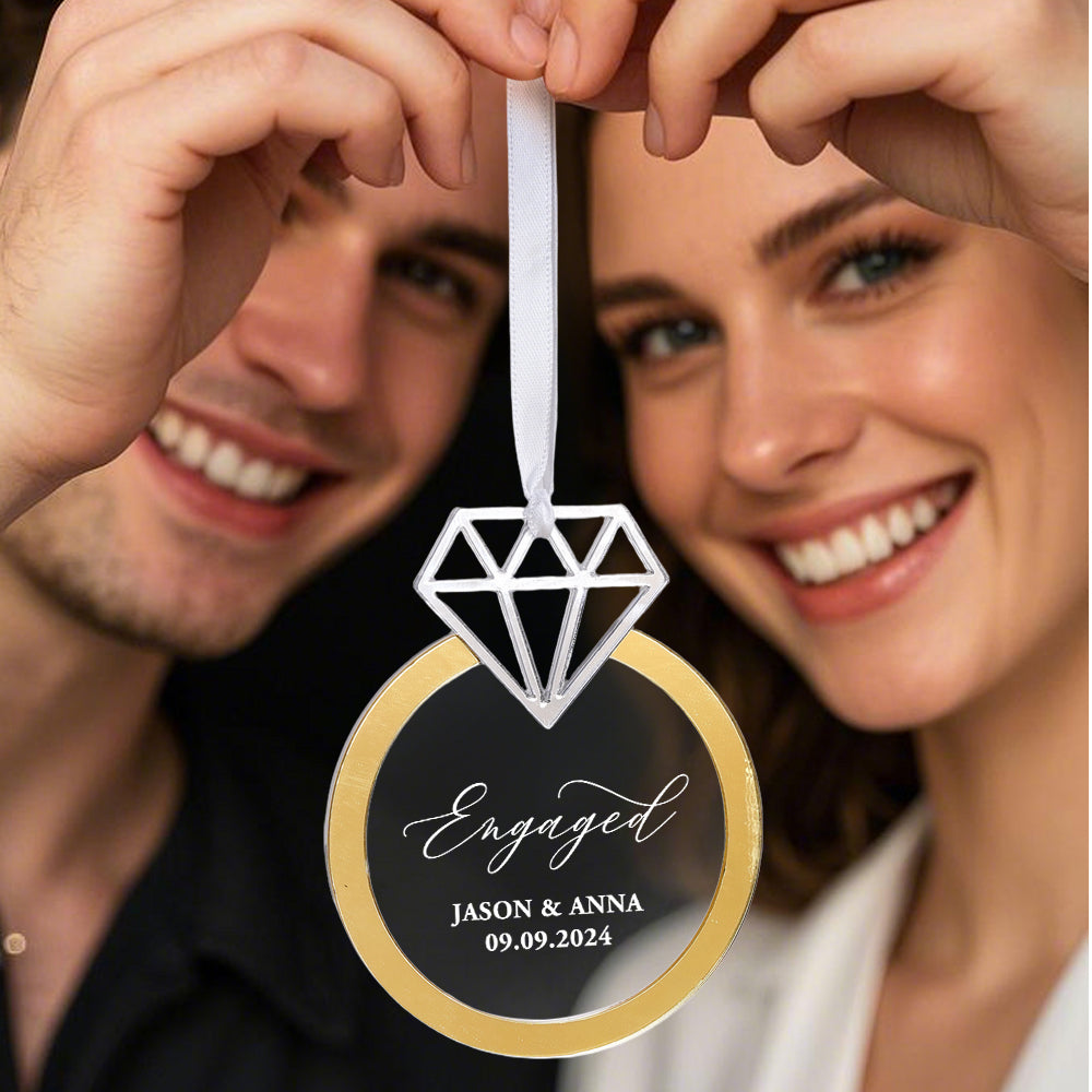 Personalized Engagement Ornament with Name Engaged Ornament Gift for Couple