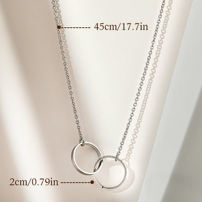 Personalized Double Ring Necklace with Engraved Name