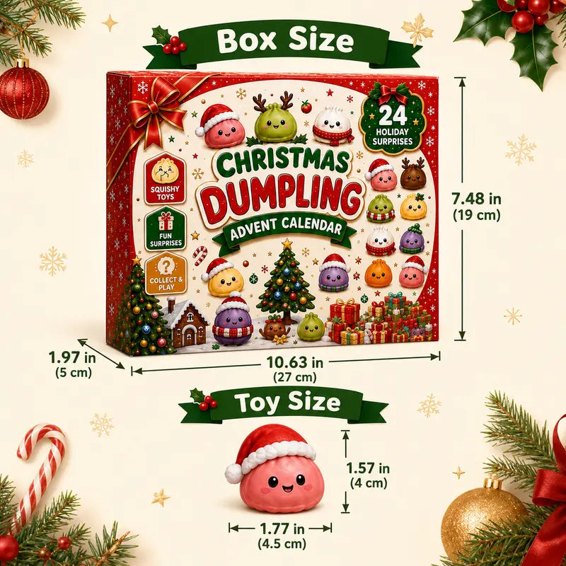 2026 Christmas Squishy Advent Calendar, 24-Day Dumpling Fidget Toy Countdown