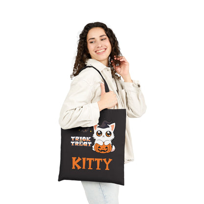 Personalized Trick or Treat Cute Kitten Halloween Tote Candy Bag for Cat Kovers