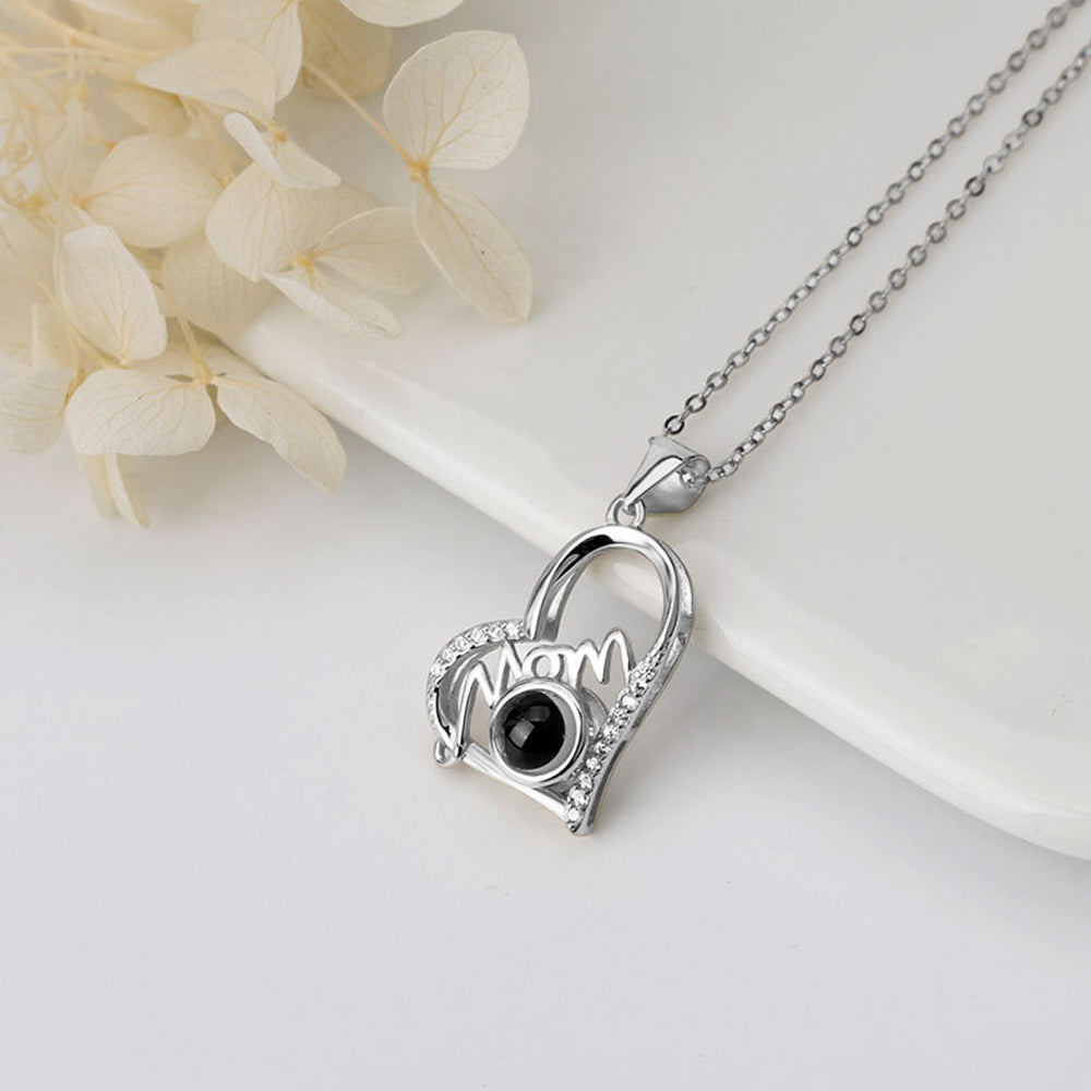 Personalized Mom Projection Heart Necklace 925 Sterling Silver