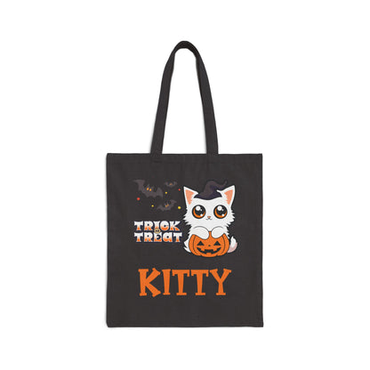 Personalized Trick or Treat Cute Kitten Halloween Tote Candy Bag for Cat Kovers