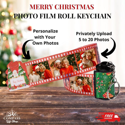 Merry Christmas Custom Photo Film Keychain