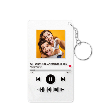 Scannable Spotify Song Code & Personalized Photo Acrylic Plaque Keychain