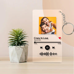 Scannable Spotify Song Code & Personalized Photo Acrylic Plaque Keychain