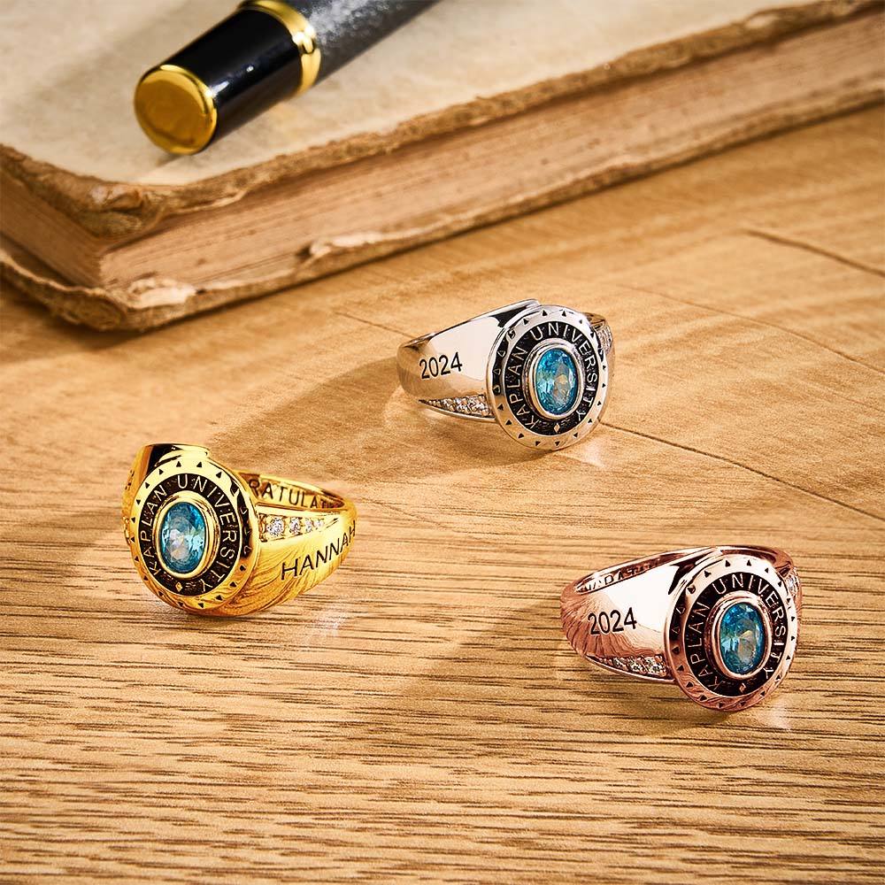 Personalized Birthstone Graduation Ring