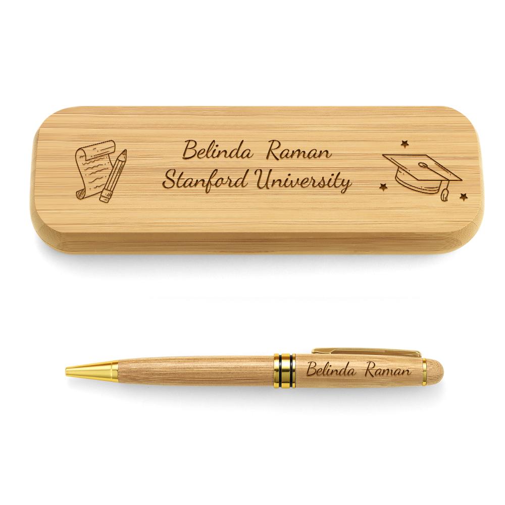 Personalized Engraved Pen with Wooden Box Gift Set for Graduation