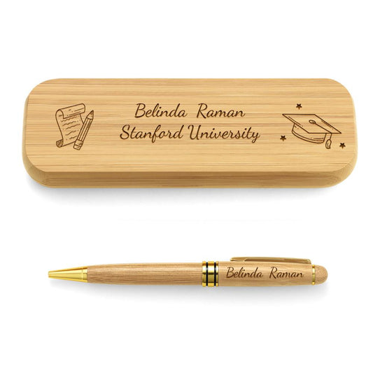 Personalized Engraved Pen Set with Wooden Box Gift for Graduation
