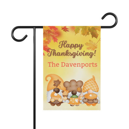Thanksgiving Holiday Yard Flag with Festive Gnome Design