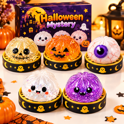 Halloween Mystery Squishy Toys, Cute Dumpling Stress Relief Squeeze Toys