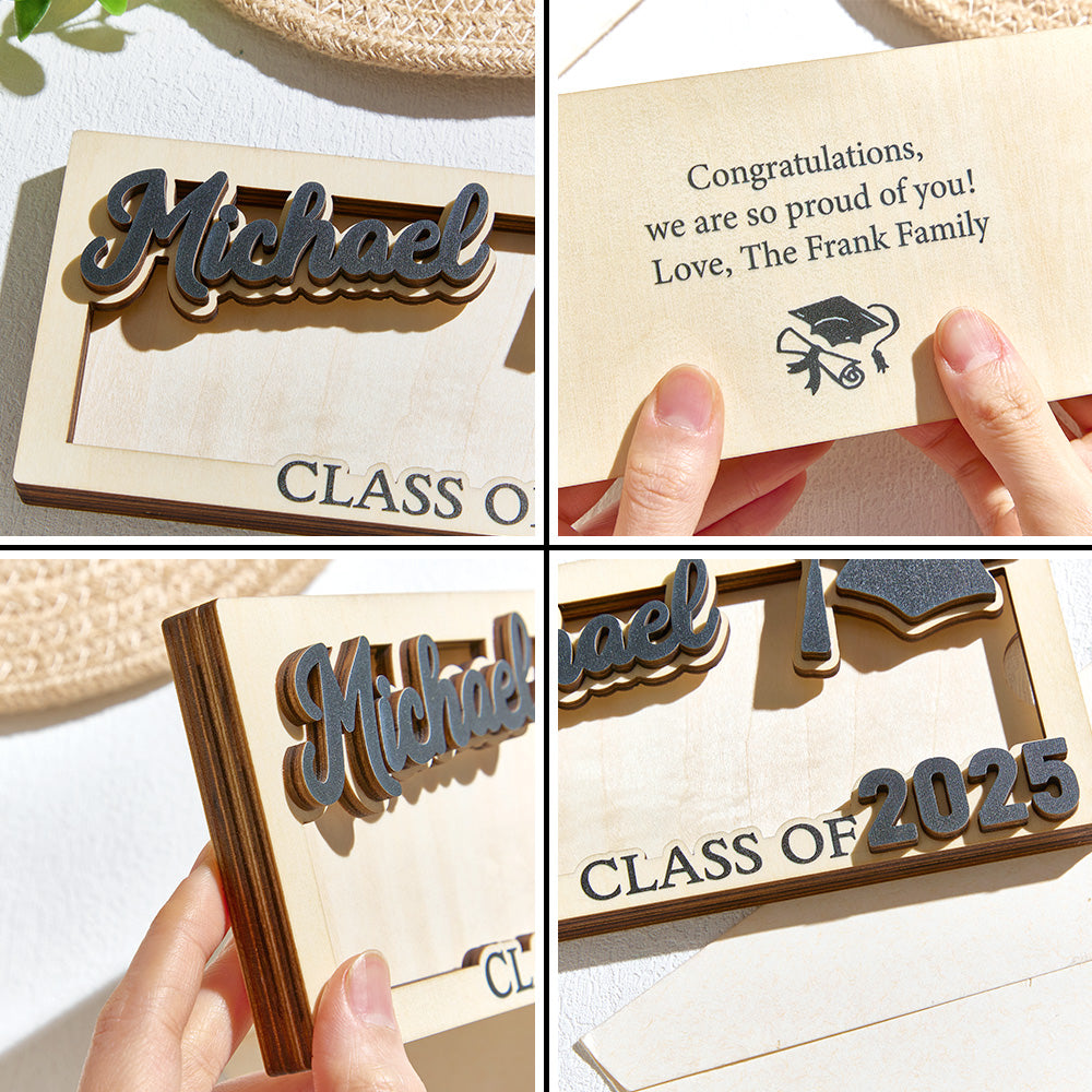 Personalized Wooden Money Holder - Graduation Gift