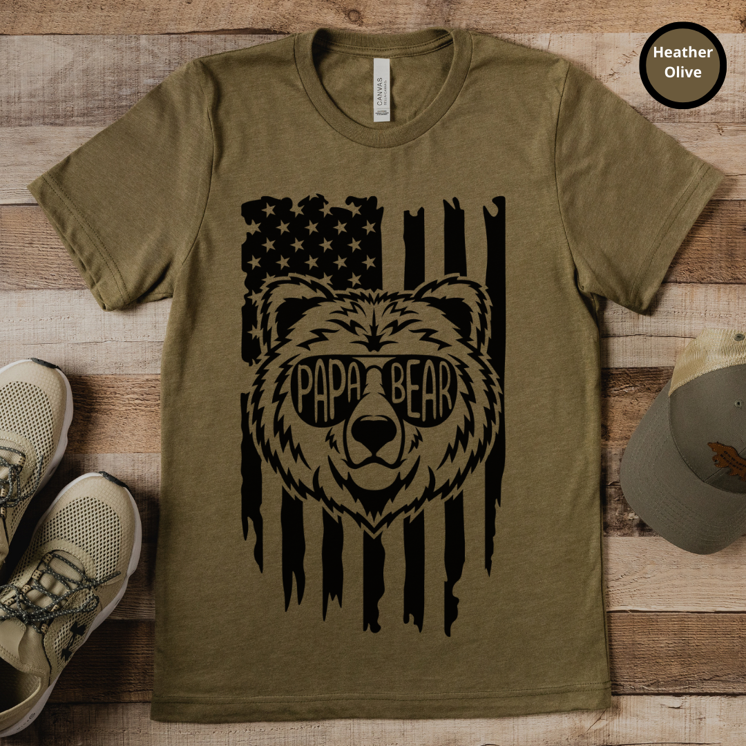 Papa Bear American Flag TShirt