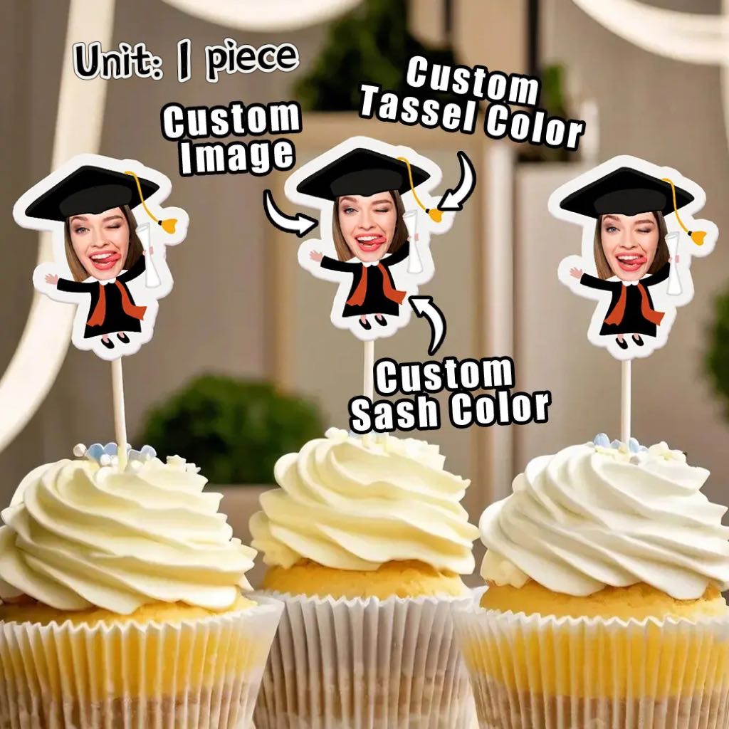 Personalized Graduation Cupcake Toppers