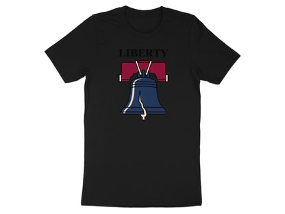 Black t-shirt with Liberty Bell graphic and the word LIBERTY.