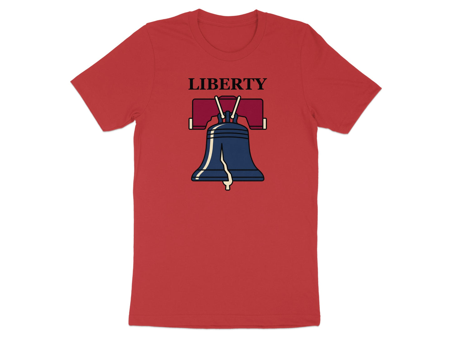 Red t-shirt with Liberty Bell graphic and "LIBERTY" text.