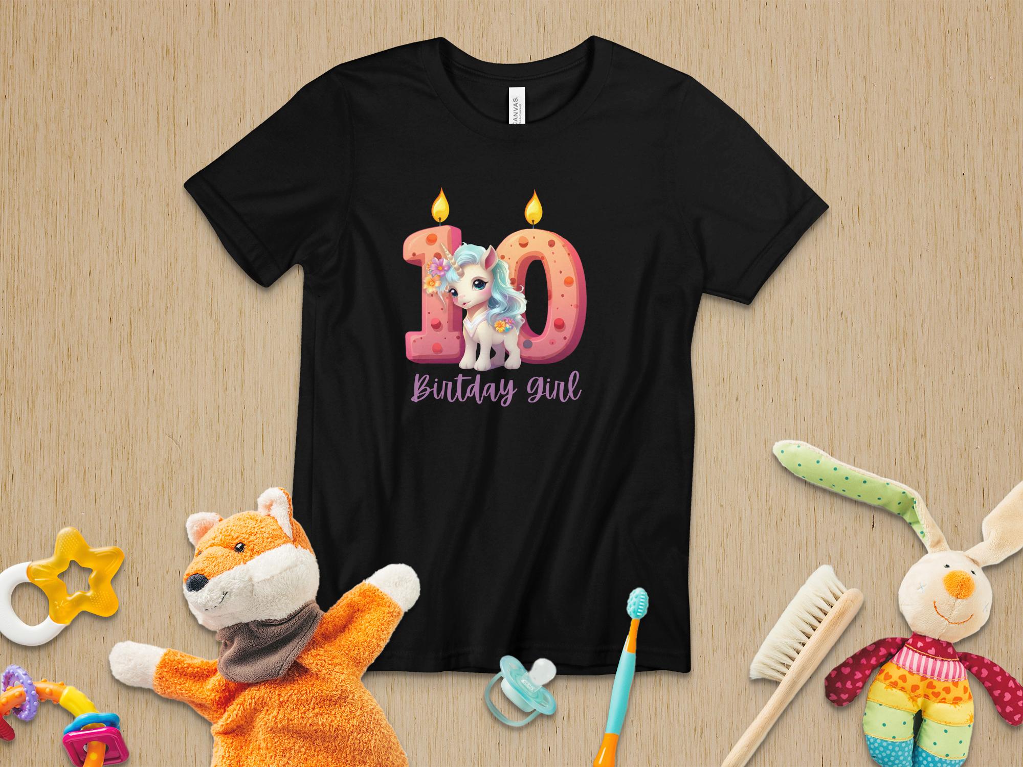 Cute Unicorn 10th Birthday Girl Youth Shirt, Perfect Gift for Girl's Birthday, Gift for Unicorn Birthday Party