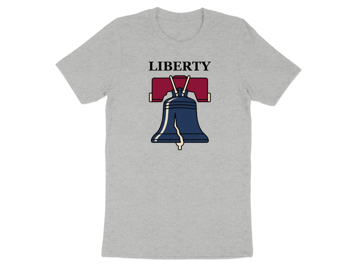 Grey t-shirt with Liberty Bell graphic and the word LIBERTY.