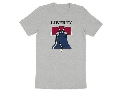 Grey t-shirt with Liberty Bell graphic and the word LIBERTY.
