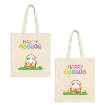 Personalized Happy Bunny in an Easter Basket Tote Bag
