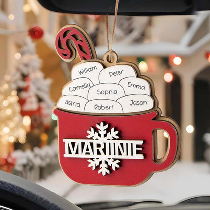 Personalized Family Hot Cocoa Ornament with Name Christmas Ornament for Family Gift