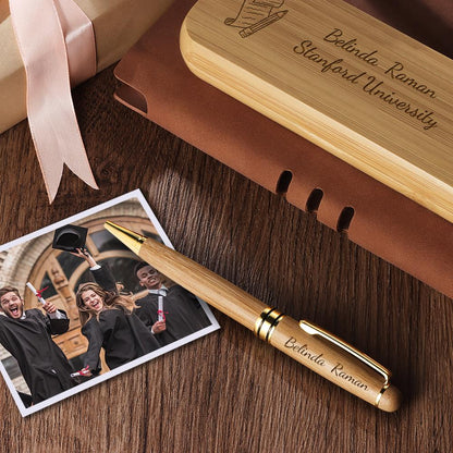 Personalized Engraved Pen Set with Wooden Box Gift for Graduation