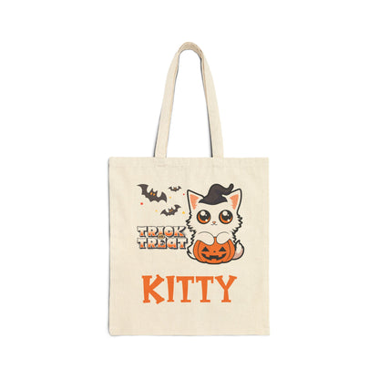 Personalized Trick or Treat Cute Kitten Halloween Tote Candy Bag for Cat Kovers
