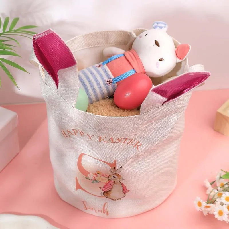 Personalized Kids Easter Egg Hunt Bag with Bunny Ears