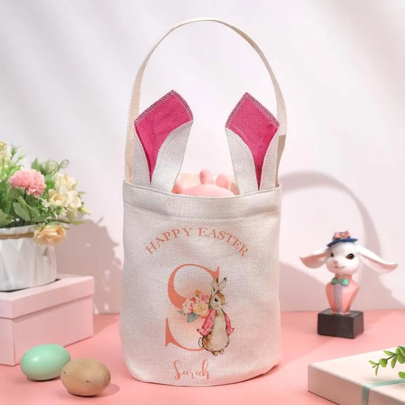 Personalized Kids Easter Egg Hunt Bag with Bunny Ears