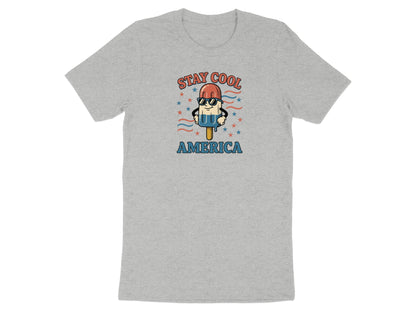 Popsicle wearing sunglasses with "STAY COOL AMERICA" text.