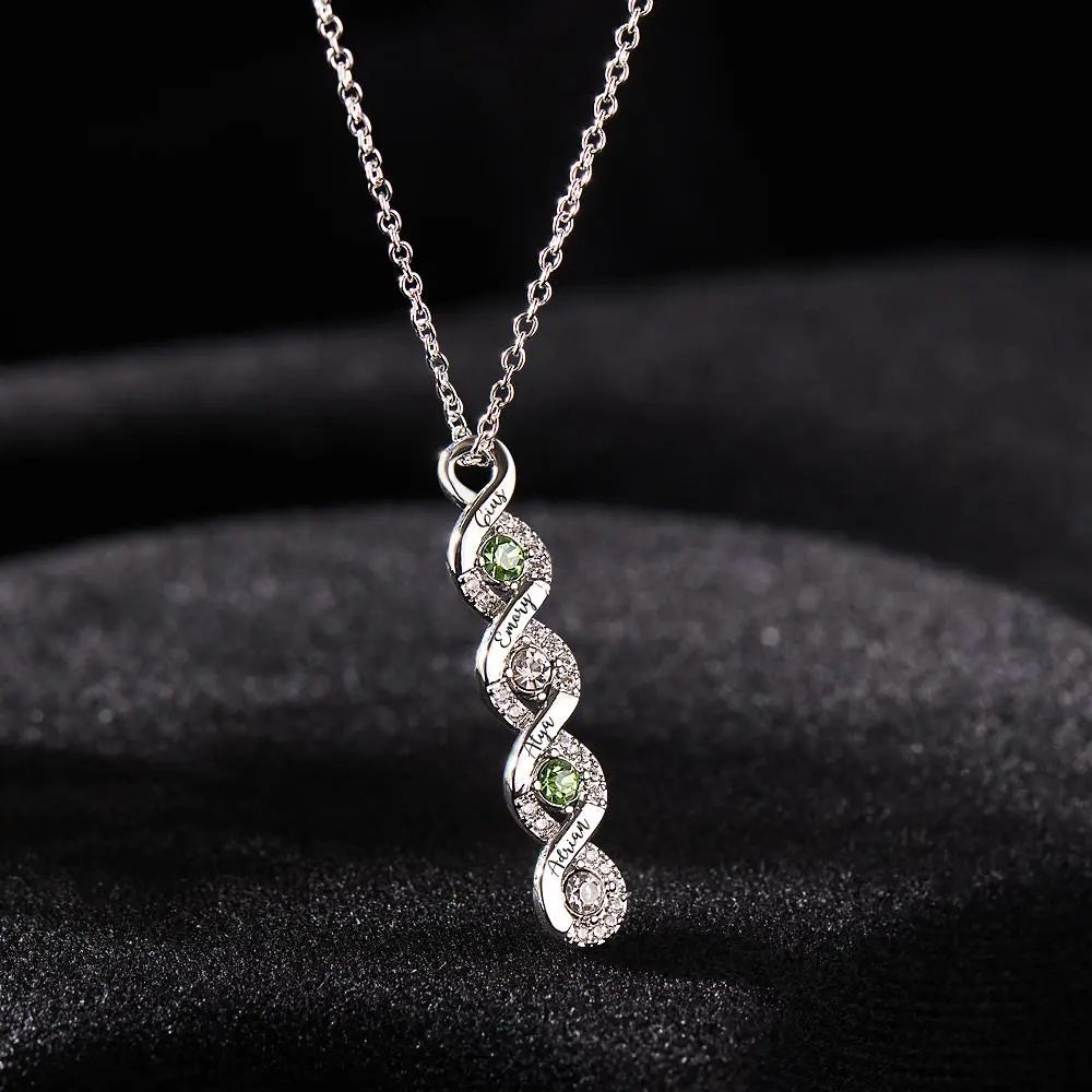 Custom Engraved Name & Birthstone Infinity Necklace