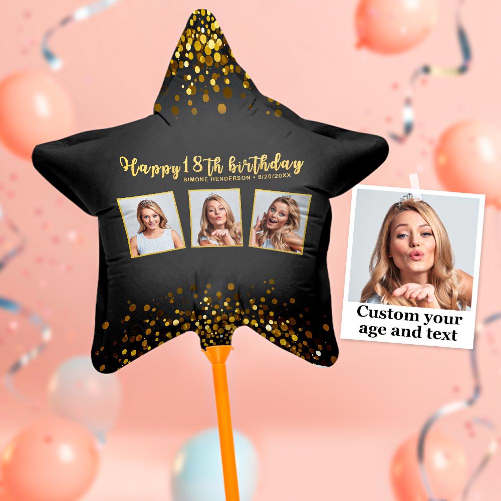 Personalized Photo Black Birthday Balloon