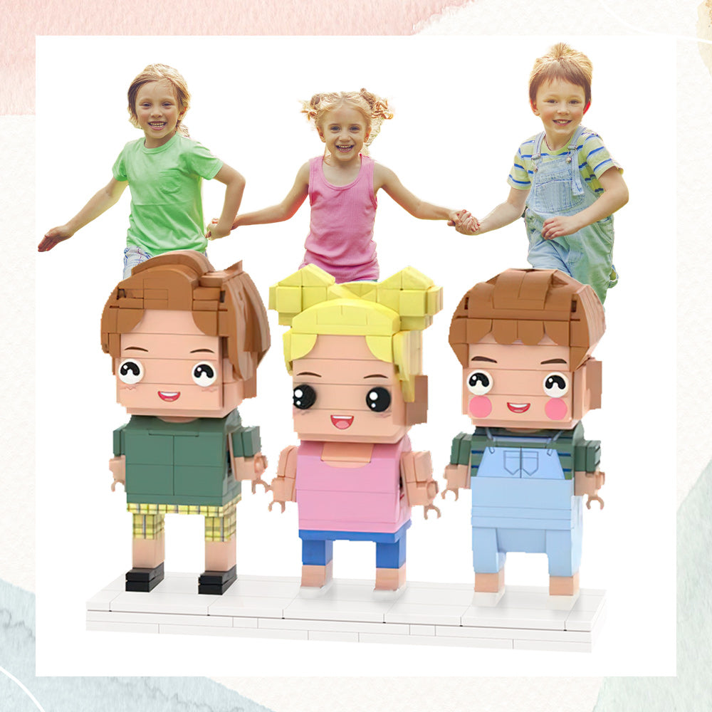 3 Children Full Body Customizable Brick Figures