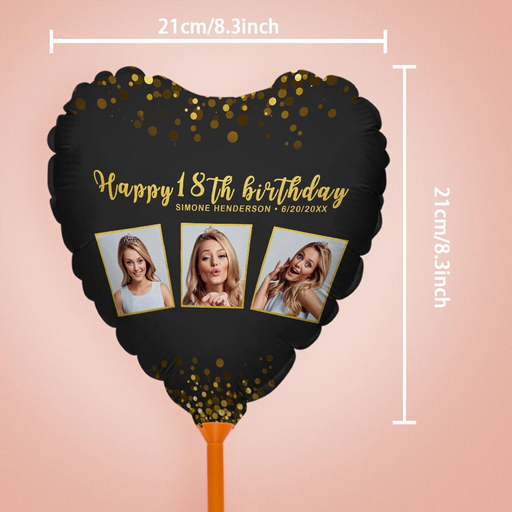 Personalized Photo Black Birthday Balloon