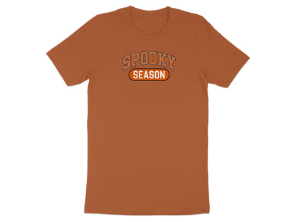 Orange t-shirt with "Spooky Season" text graphic