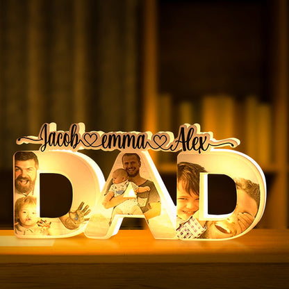 Personalized Dad Lamp with Family Names and Photos - Gift for Dad or Father's Day