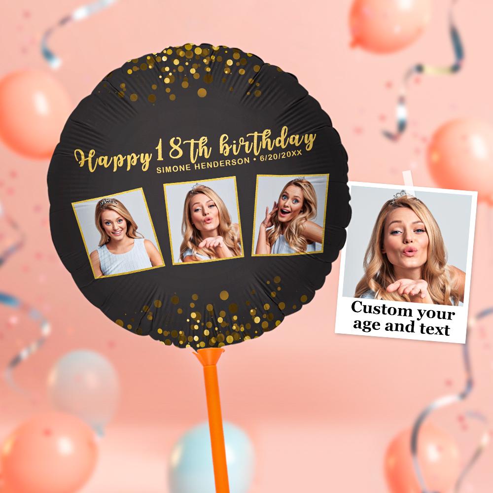 Personalized Photo Black Birthday Balloon