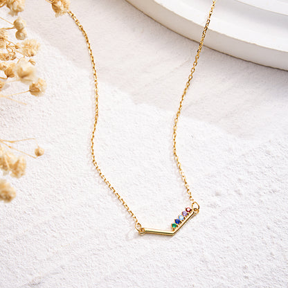 Personalized Birthstone V Shaped Necklace