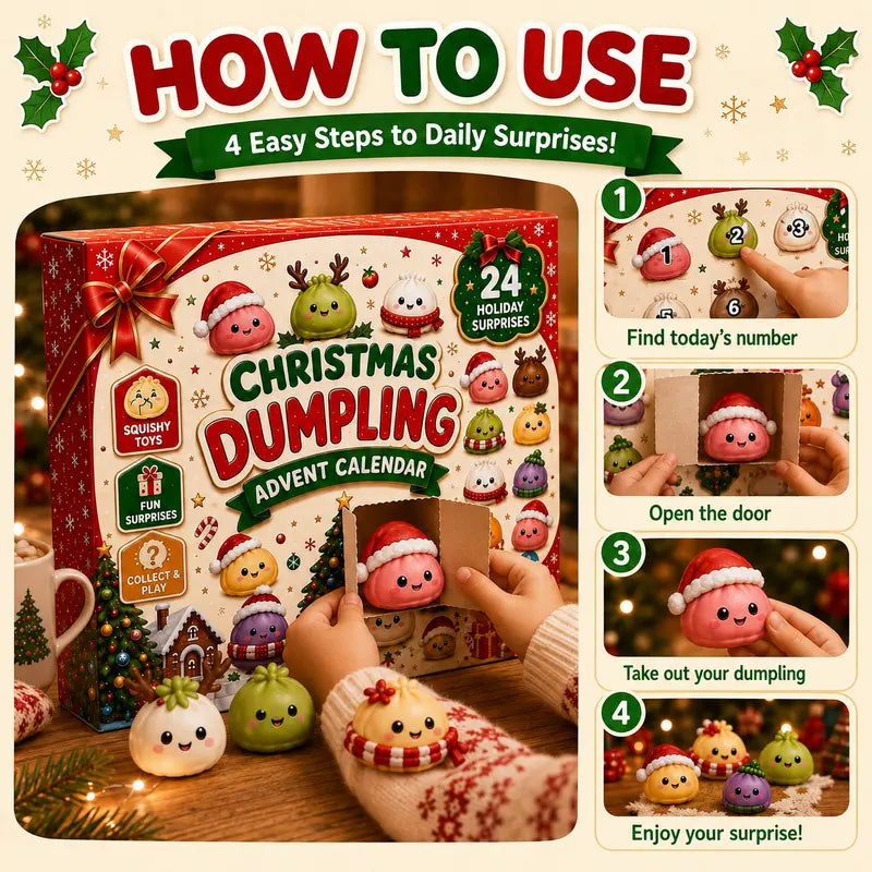 2026 Christmas Squishy Advent Calendar, 24-Day Dumpling Fidget Toy Countdown