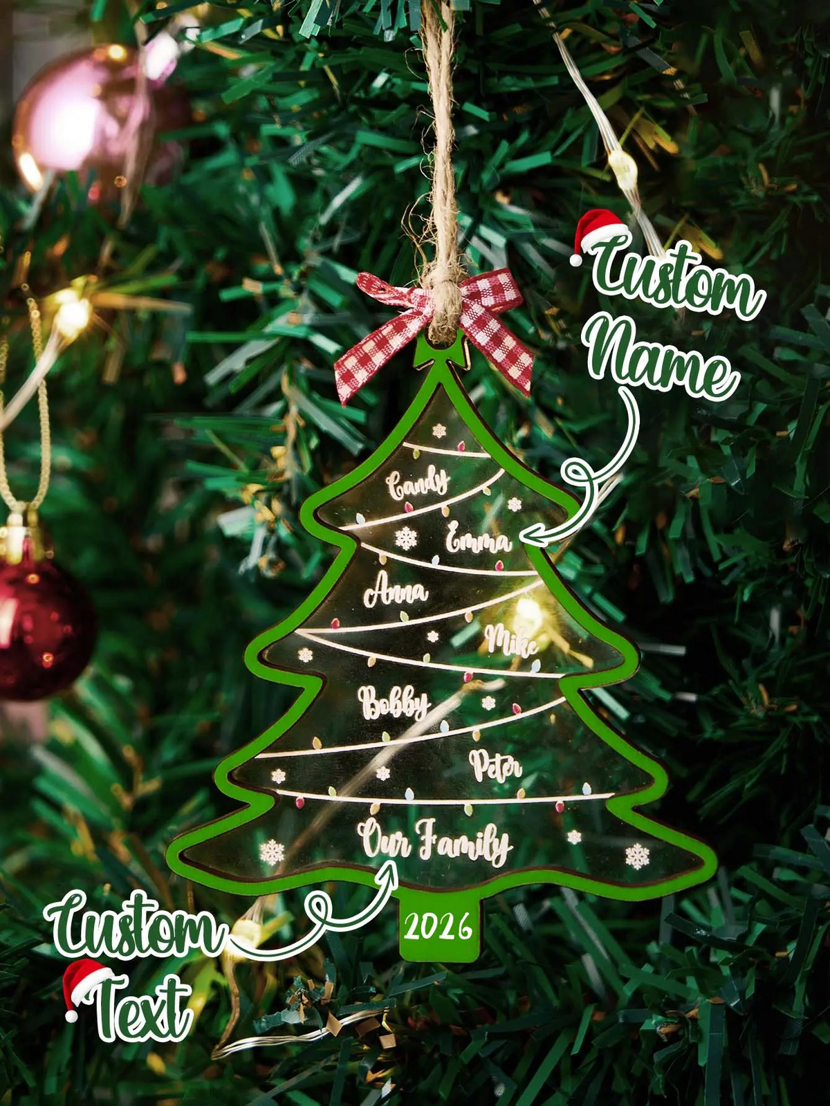 Personalized Christmas Tree Ornament with Names & Date