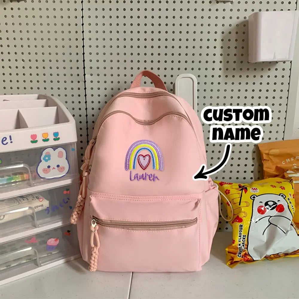 Personalized Name and Rainbow Backpack, Back to School, Kids Backpack