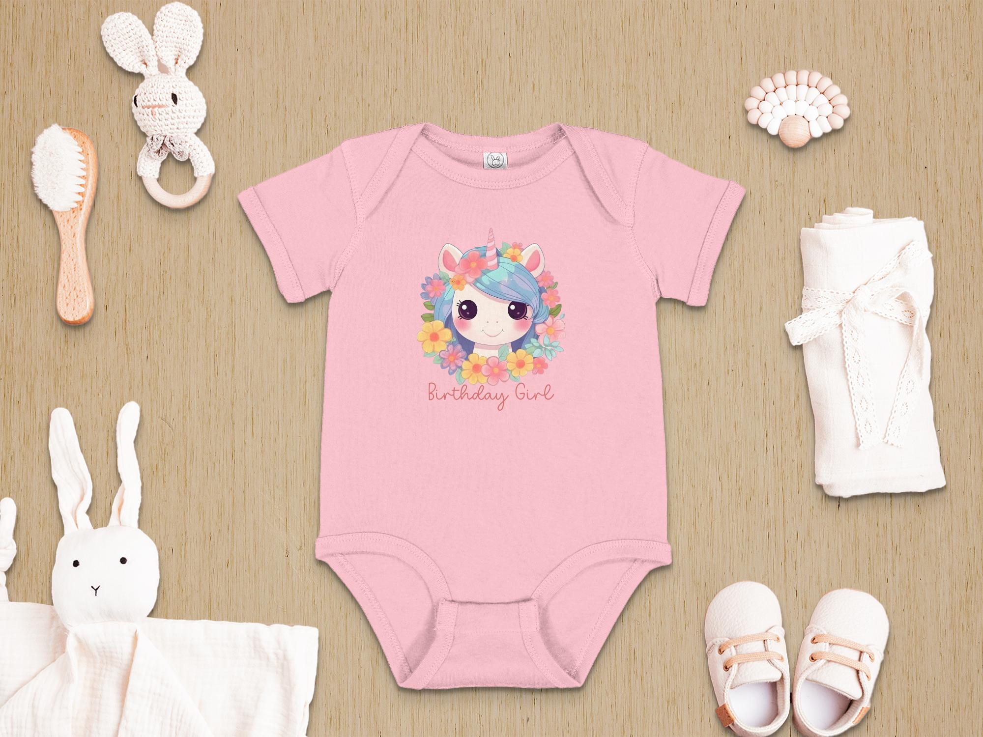 Cute Unicorn Birthday Girl Baby Bodysuit, Perfect Gift for Newborns or Infants, Great Gift for Baby Girl's Birthday