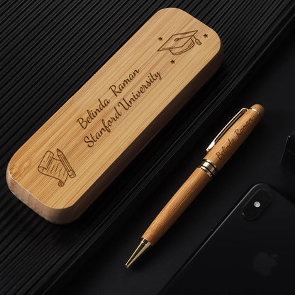 Personalized Engraved Pen Set with Wooden Box Gift for Graduation