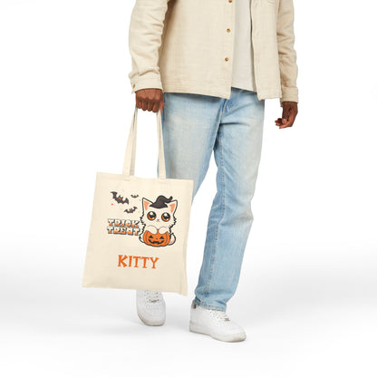 Personalized Trick or Treat Cute Kitten Halloween Tote Candy Bag for Cat Kovers