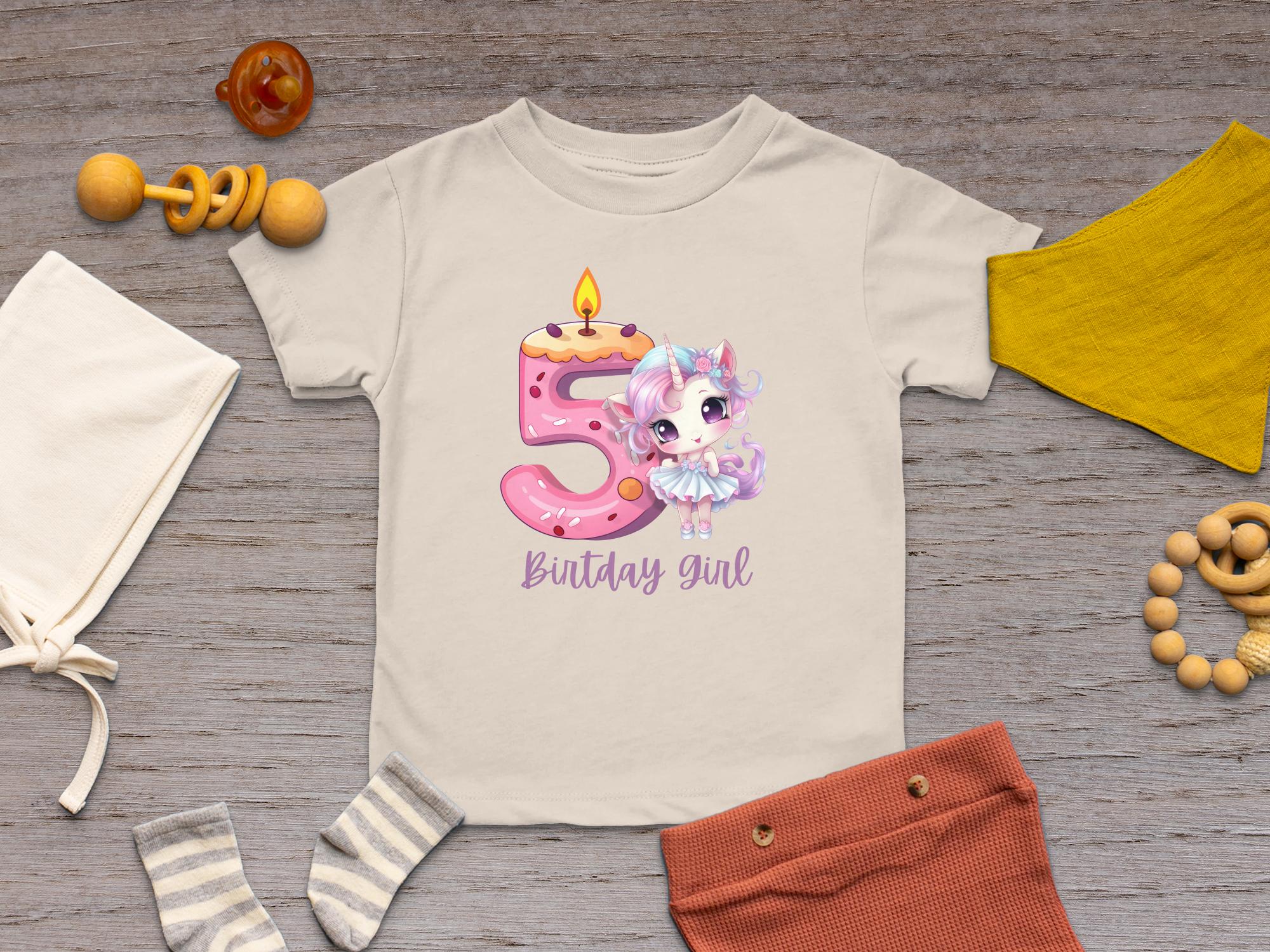 Cute Unicorn 5th Birthday Girl Toddler Shirt, Perfect Gift for Toddler Birthday, Great Gift for Girl's Birthday Party