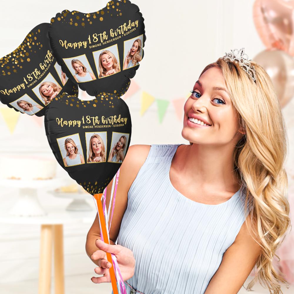 Personalized Photo Black Birthday Balloon