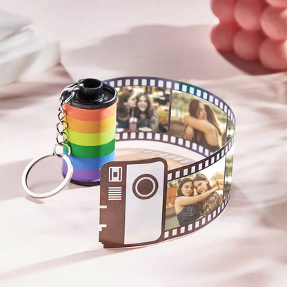 Custom Rainbow "Love is Love" Film Roll Keychain