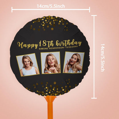 Personalized Photo Black Birthday Balloon