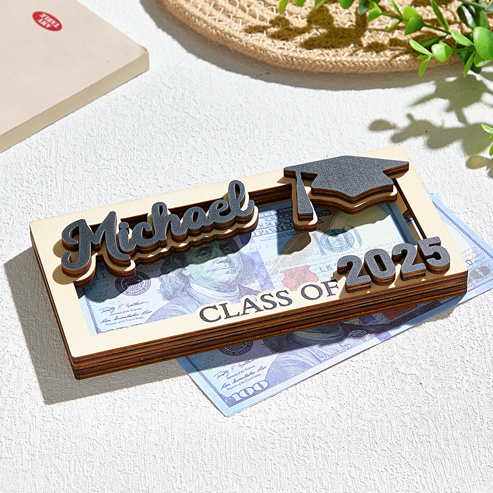 Personalized Wooden Money Holder - Graduation Gift