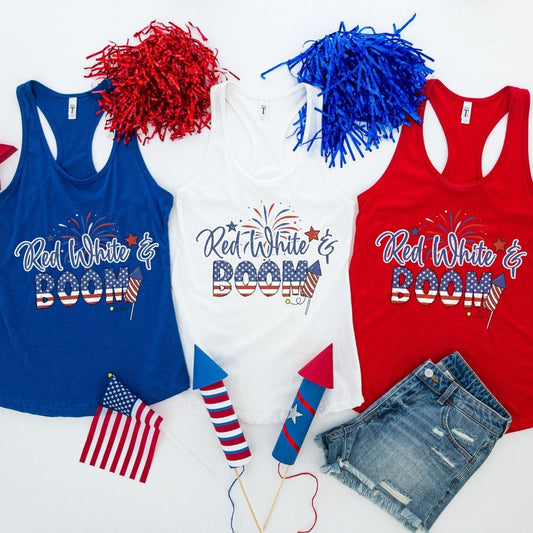 Red White and Boom Summer Fireworks Tank Top