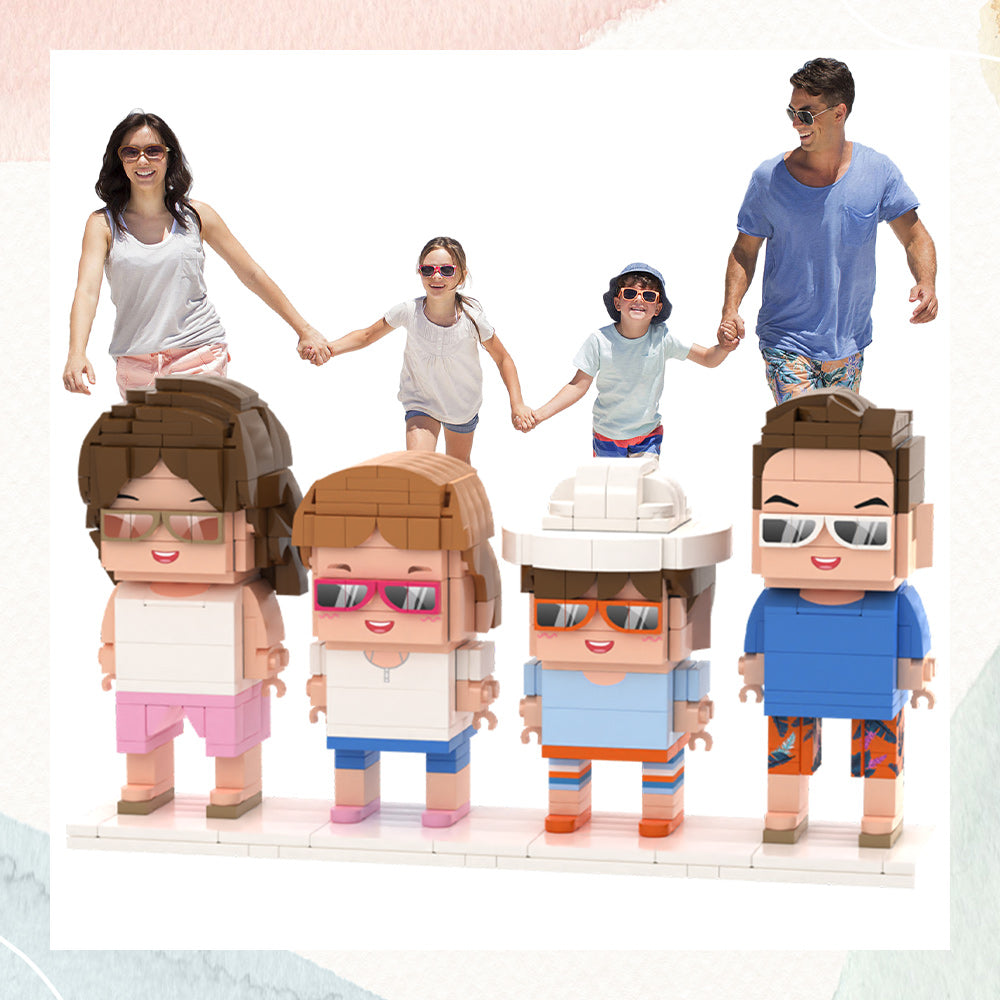 Family of 4 Full Body Customizable Brick Figures